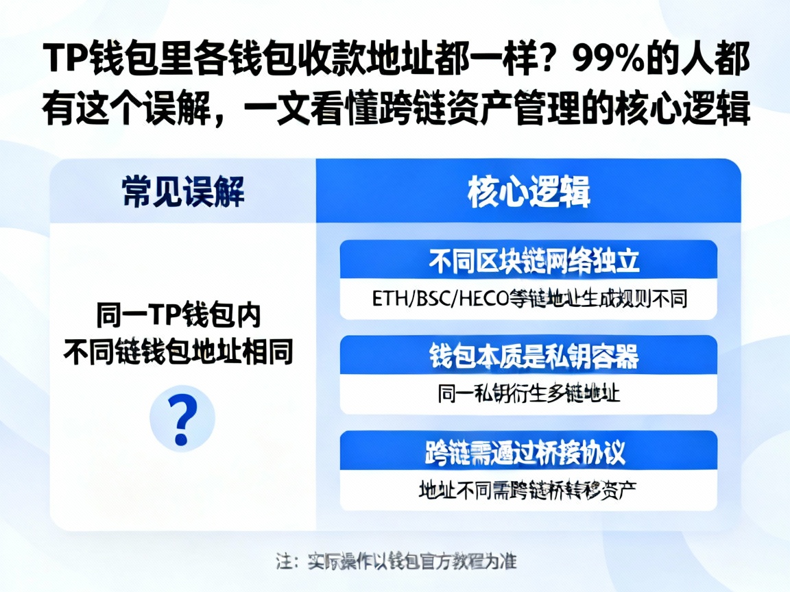 TP钱包里各钱包收款地址都一样？99%的人都有这个误解，一文看懂跨链资产管理的核心逻辑