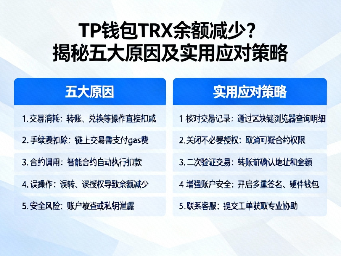 TP钱包TRX余额减少？揭秘五大原因及实用应对策略
