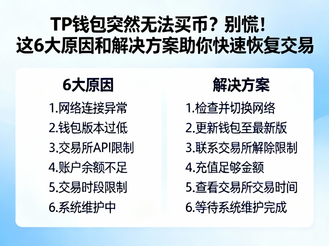 TP钱包突然无法买币？别慌！这6大原因和解决方案助你快速恢复交易