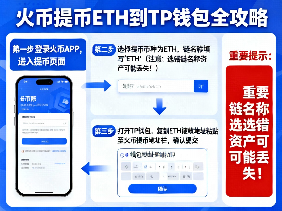 火币提币ETH到TP钱包全攻略，手把手教学，链名称选错资产可能丢失！