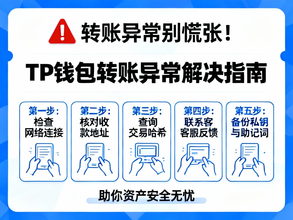 TP钱包转账异常别慌张！5个解决方法与深度排查指南，助你资产安全无忧