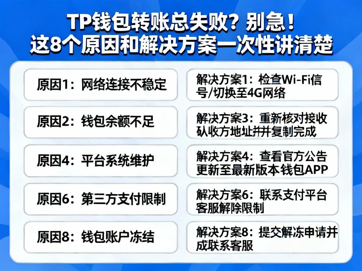 TP钱包转账总失败？别急！这8个原因和解决方案一次性讲清楚